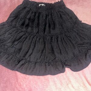 Chic Black Ruffled A-Line Skirt